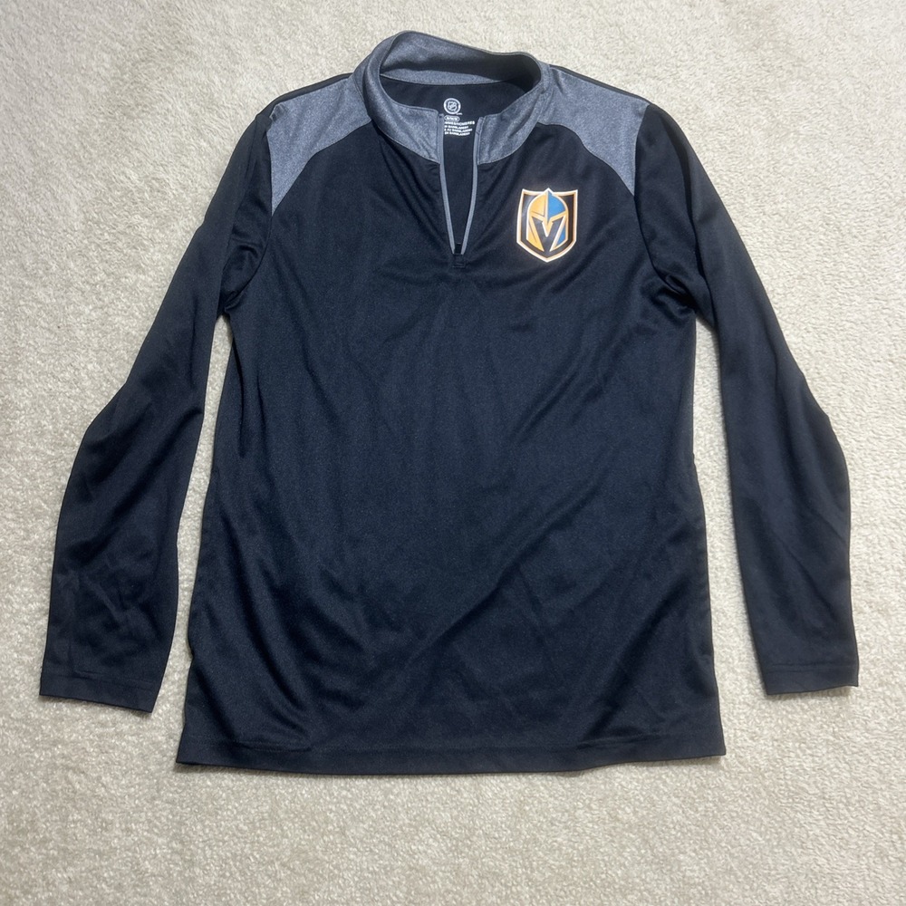 Las Vegas Golden‎ Knights NHL Men's Size Medium Pullover Black 1/4 Zip W/Pockets
